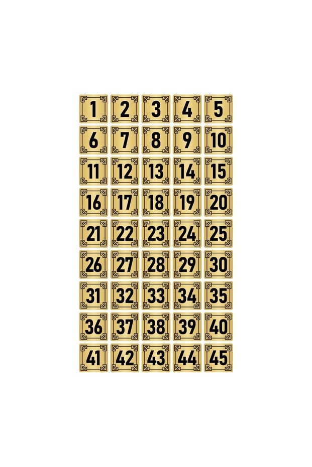Metal Door Table Cabinet Number Sign 4X4Cm Gold Color 45 Pieces (1…45)