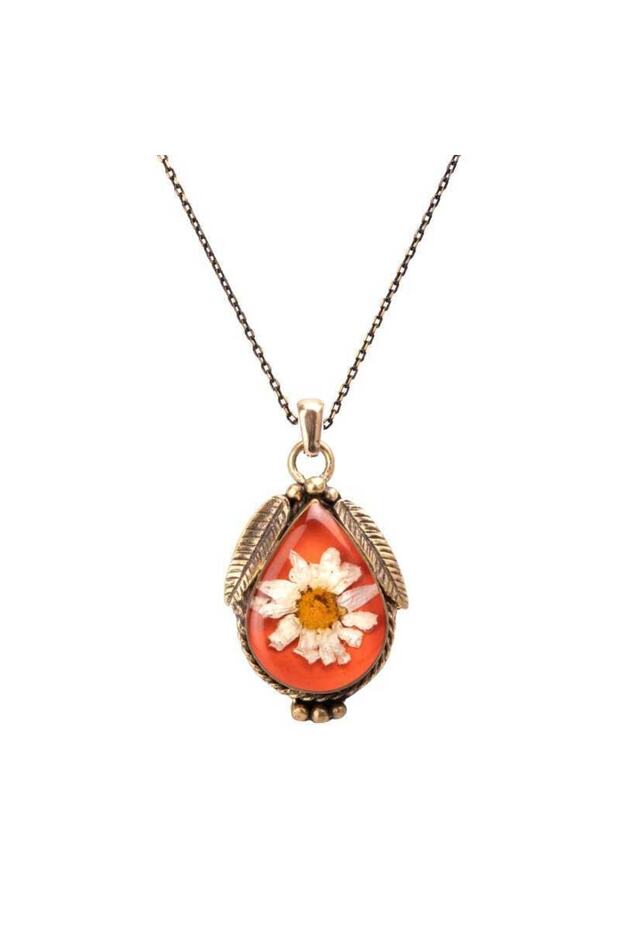 Flower Daisy Handmade Authentic Resin Necklace Amulet (1771-4)