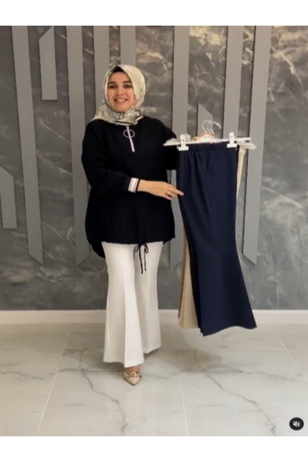 Ispanyol Paça Beli Lastikli Pantolon - 1