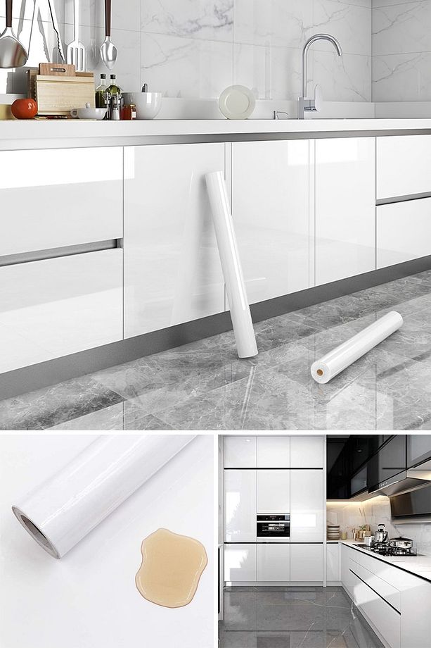 60x500cm Simli Kendinden Yapışkanlı Parlak Duvar Kağıdı Mutfak Banyo Dolap Kaplama - 6