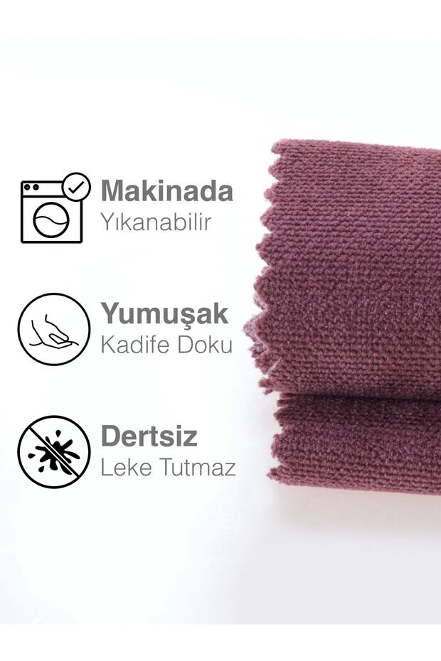 Kadife Dokulu Gül Kurusu Rengi Daily Series Runner 40 X 140 - 3