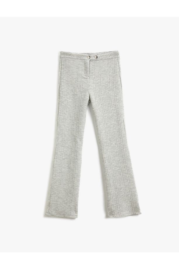 Geniş Paça Pantolon Kapitone Yumuşak Dokulu Düğmeli - 1