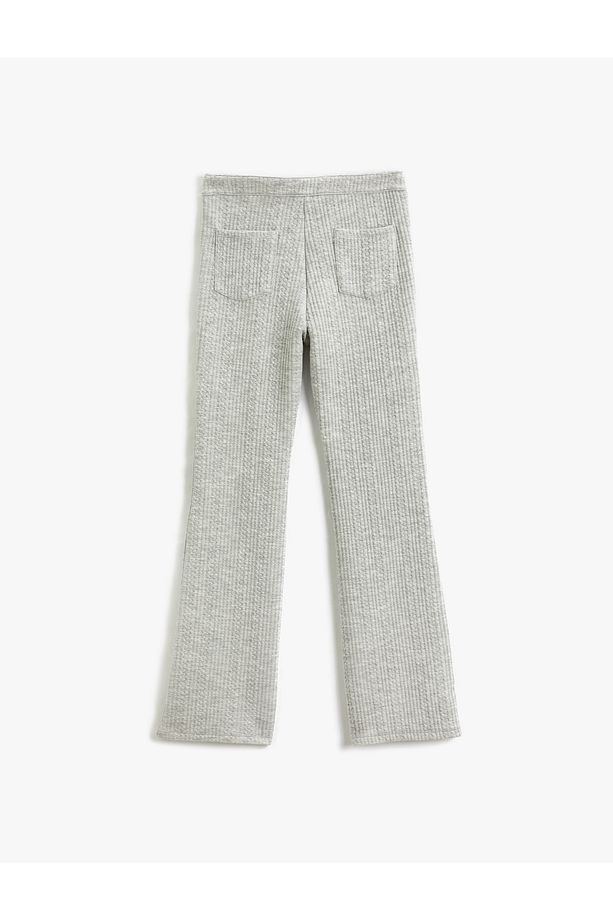 Geniş Paça Pantolon Kapitone Yumuşak Dokulu Düğmeli - 2