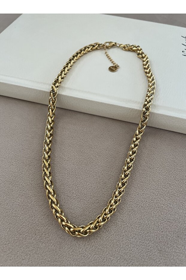 Örgü Kalın Çelik Kolye - 1