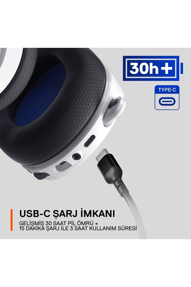 Arctis 7P+ PS5 Wireless Gaming Kulaklık-Kayıpsız 2,4GHz - PS 3D Audio Destekler - Beyaz - 4