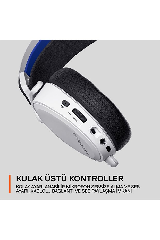 Arctis 7P+ PS5 Wireless Gaming Kulaklık-Kayıpsız 2,4GHz - PS 3D Audio Destekler - Beyaz - 8