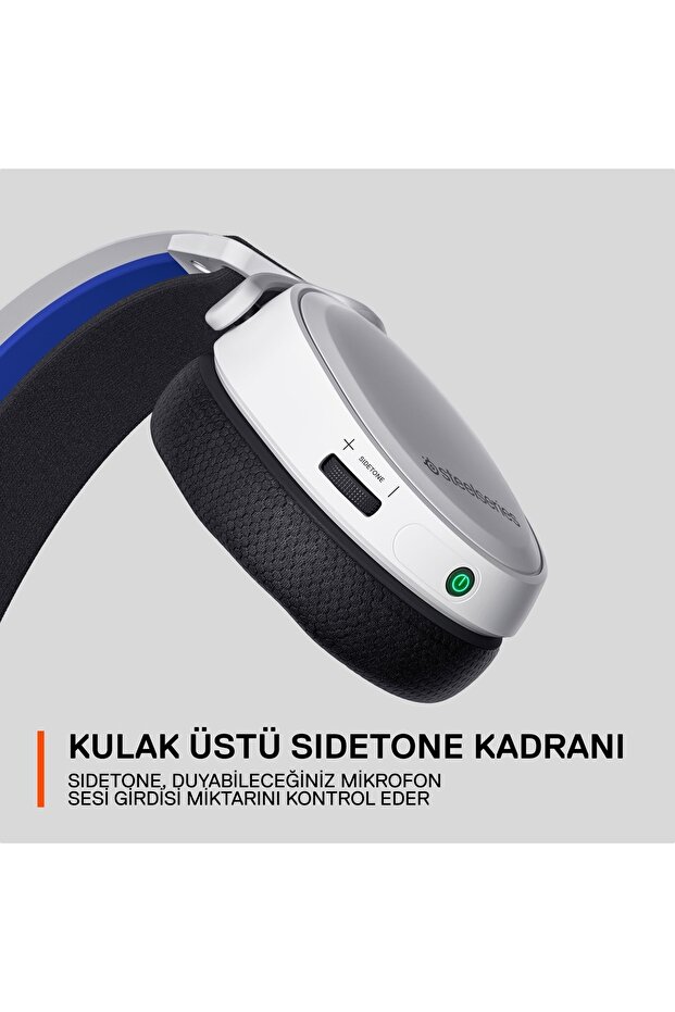 Arctis 7P+ PS5 Wireless Gaming Kulaklık-Kayıpsız 2,4GHz - PS 3D Audio Destekler - Beyaz - 9