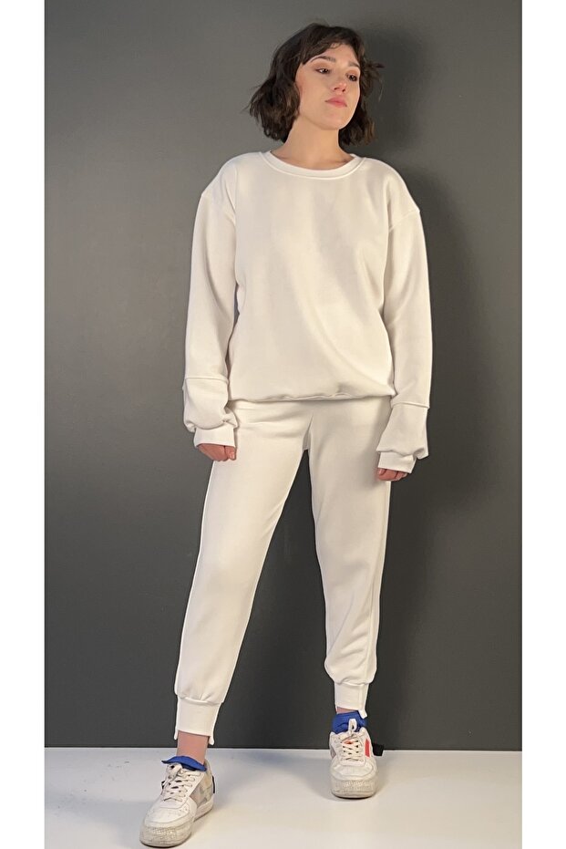 Basic Yaka Sweat Paça Modelli Eşofman Takımı - 2