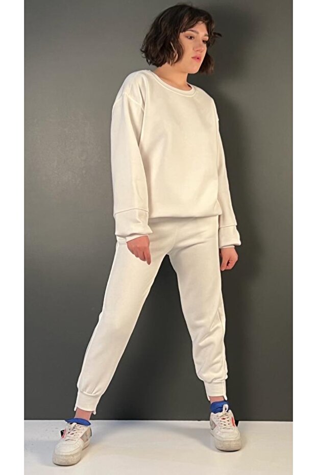 Basic Yaka Sweat Paça Modelli Eşofman Takımı - 3