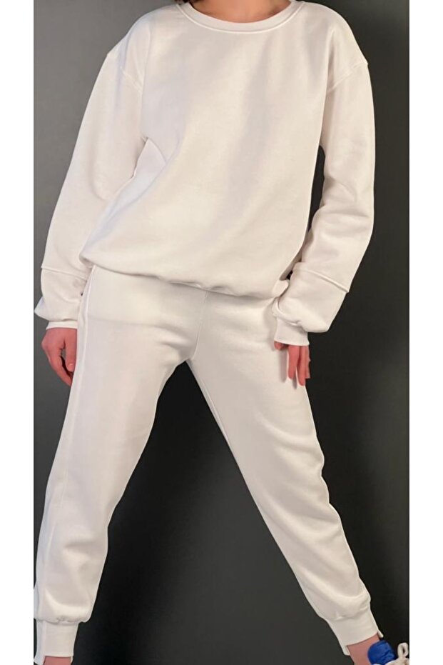 Basic Yaka Sweat Paça Modelli Eşofman Takımı - 6