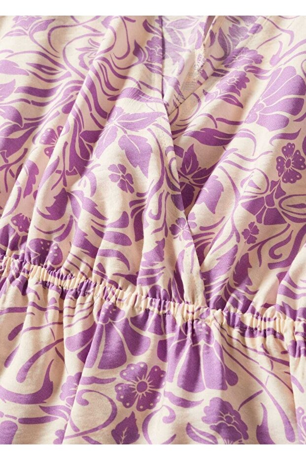 Desenli Dökümlü Elbise - 8