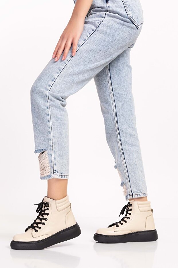 Içi Dışı Hakiki Deri Anatomik Taban Bot Gap.15501 - Kemik - 38 - 3