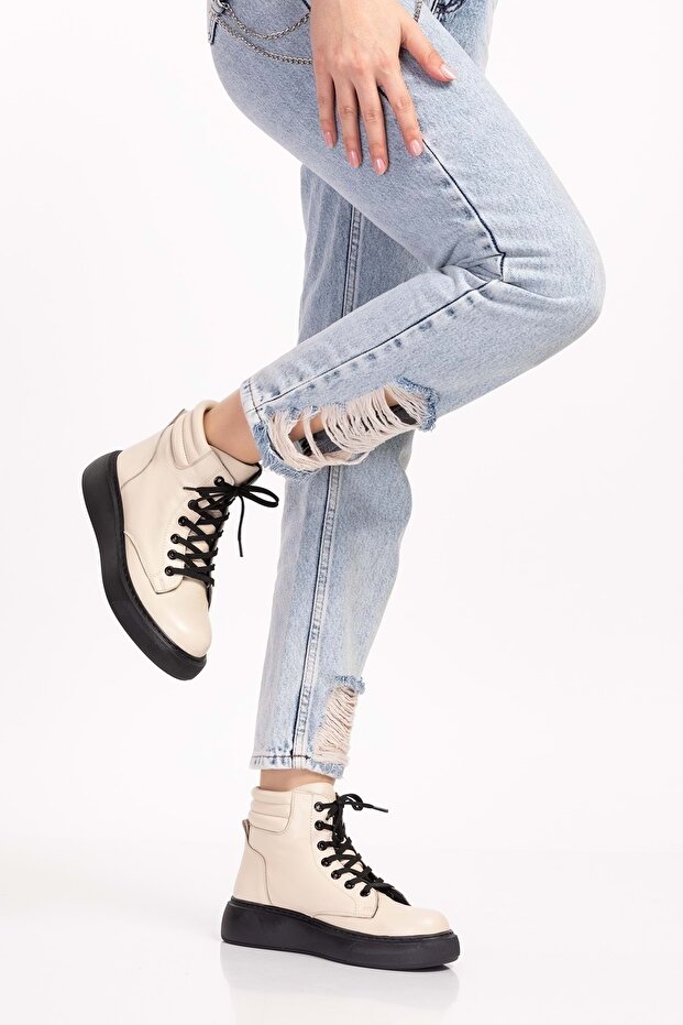 Içi Dışı Hakiki Deri Anatomik Taban Bot Gap.15501 - Kemik - 38 - 4