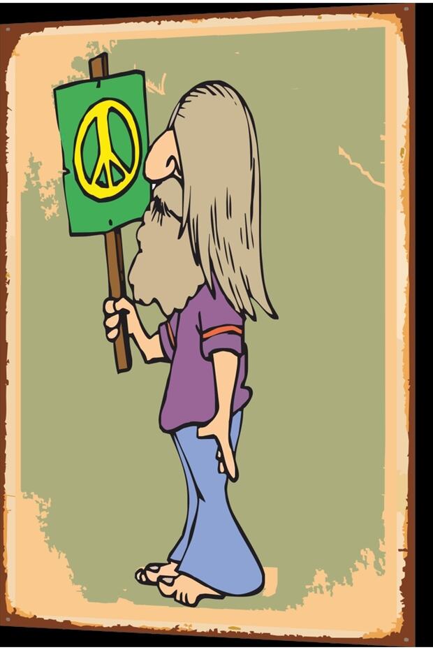 Anti War Hippie Retro Wooden Poster