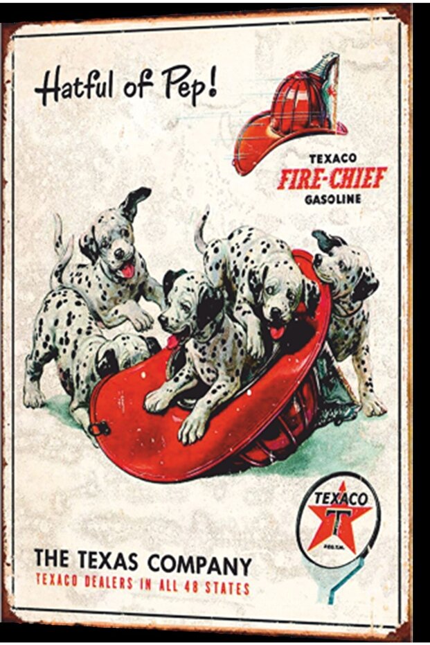 Firefighter Cute Dogs Retro Wooden Poster
