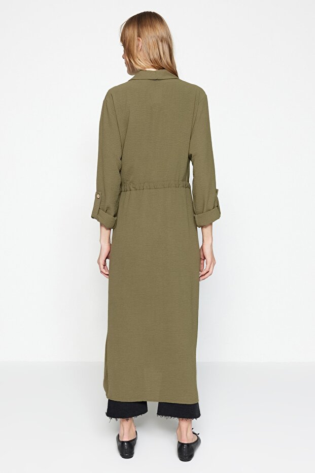 Khaki Tie Detailed Woven Wear-Out Cap & Ferace TCTSS21CE0400 - 5