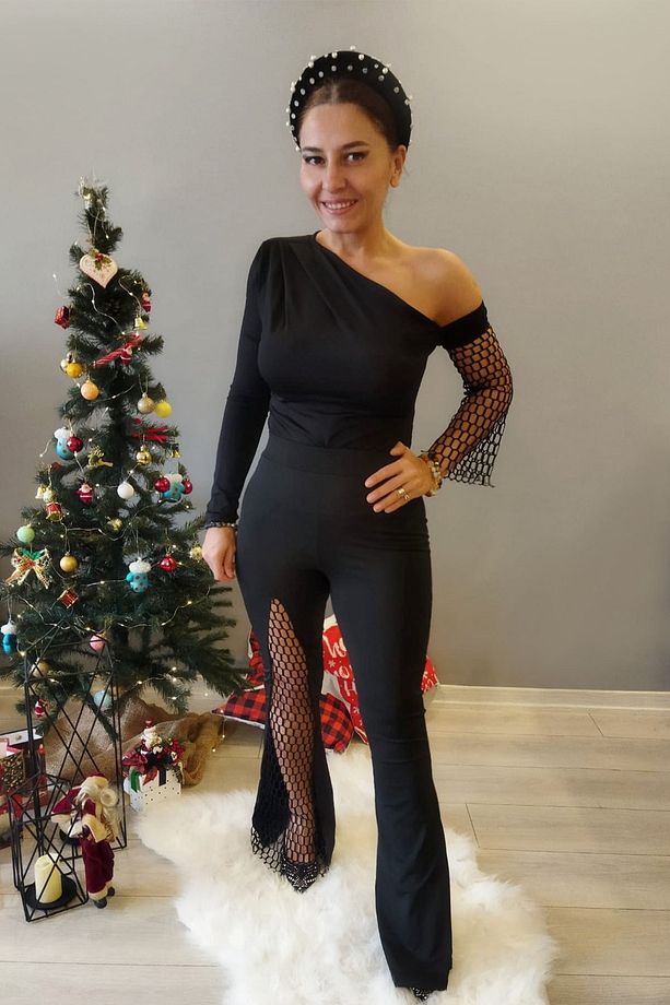 Lavien Yırtmaç File Detay Likralı Tayt Ispanyol Paça Pantolon - 1