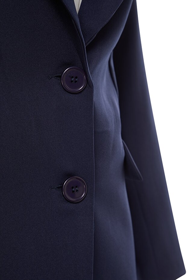 Lacivert Oversize Astarlı Dokuma Blazer Ceket TWOSS22CE0077 - 7