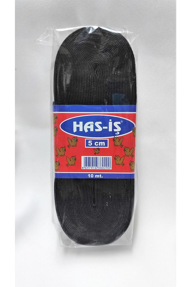 Has-iş Siyah 5 Cm Yassı Lastik 10 Metre Bel Paça Don Lastiği - 1