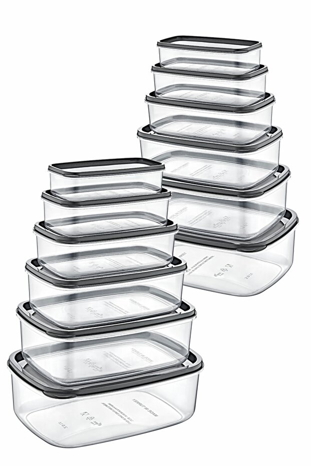 Set of 12 Rectangular Transparent Storage Container Set - 1