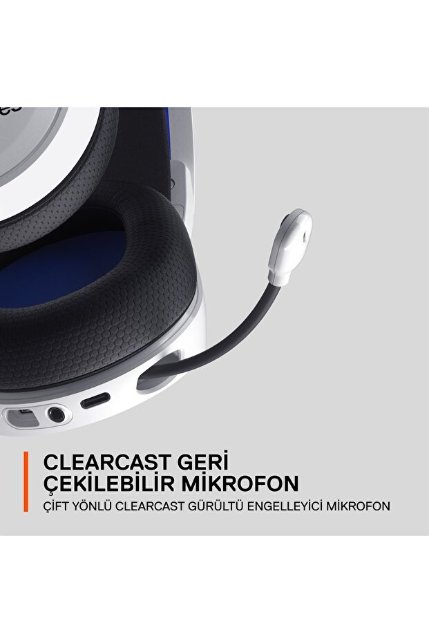 Arctis 7P+ PS5 Wireless Gaming Kulaklık-Kayıpsız 2,4GHz - PS 3D Audio Destekler - Beyaz - 6