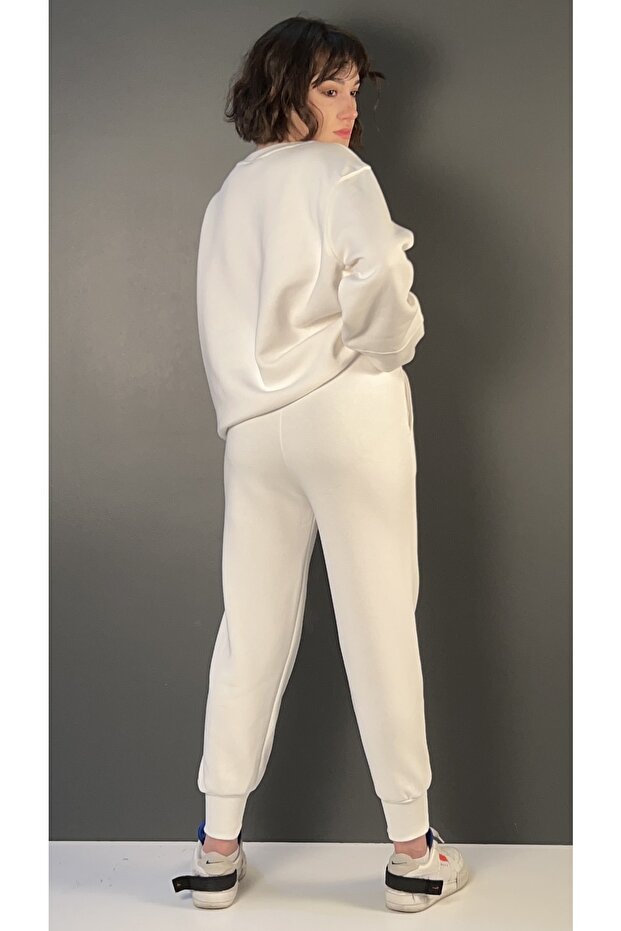 Basic Yaka Sweat Paça Modelli Eşofman Takımı - 5