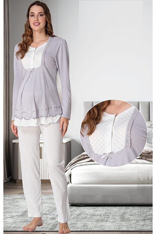 Women's Long Sleeve Maternity Pajama Set Effortt