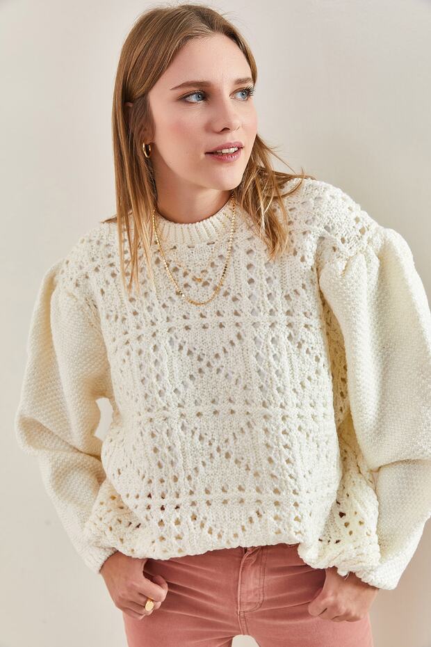 Damenpullover mit durchbrochener Schulterpartie - 3