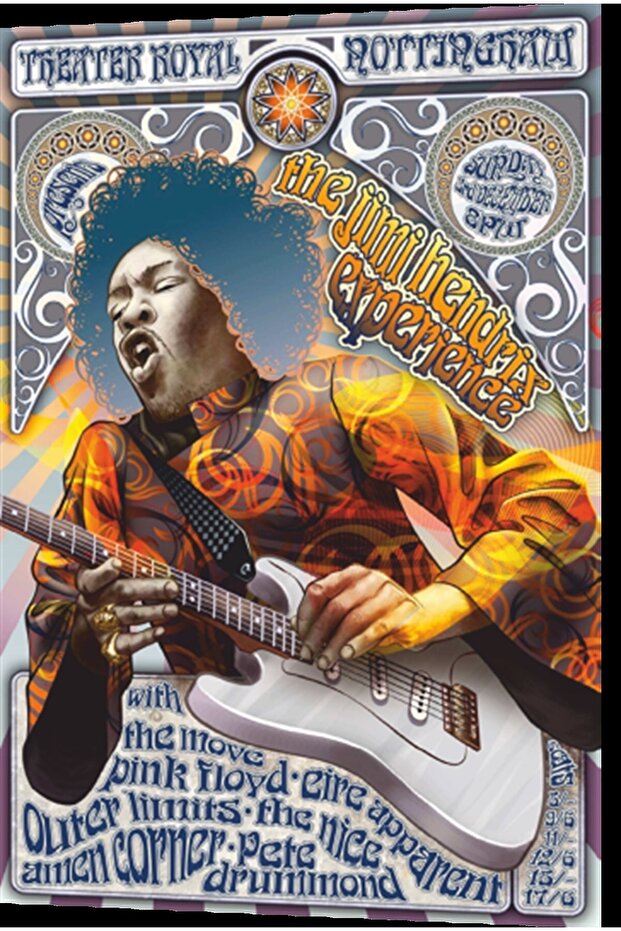 Jimi Hendrix Retro Wooden Poster