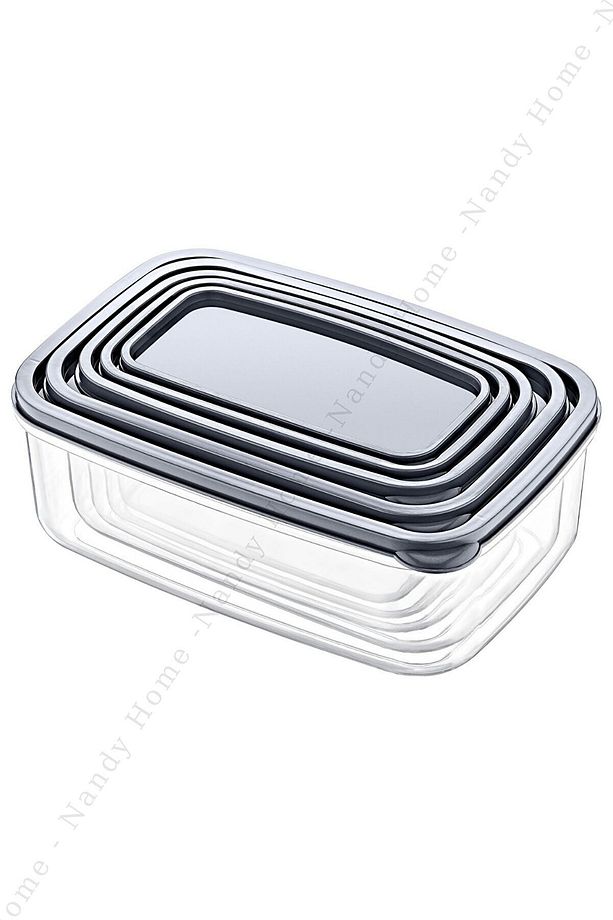 10 lu Set Embox Dikdörtgen Erzak, Gıda Saklama Kabı Antrasit - 4