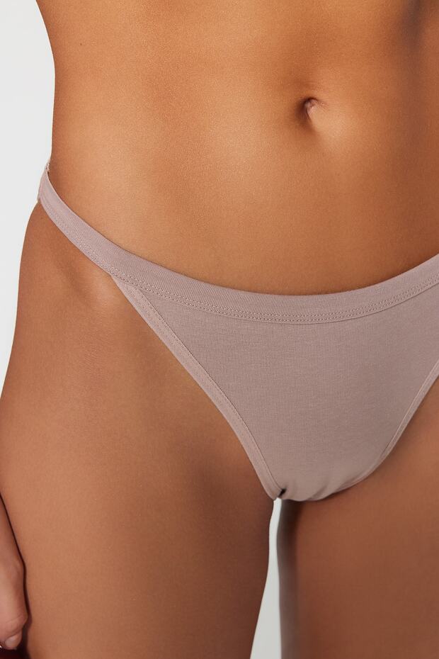 Çok Renkli 3'lü Paket Pamuklu Brazilian Örme Külot THMSS23KU00026 - 4