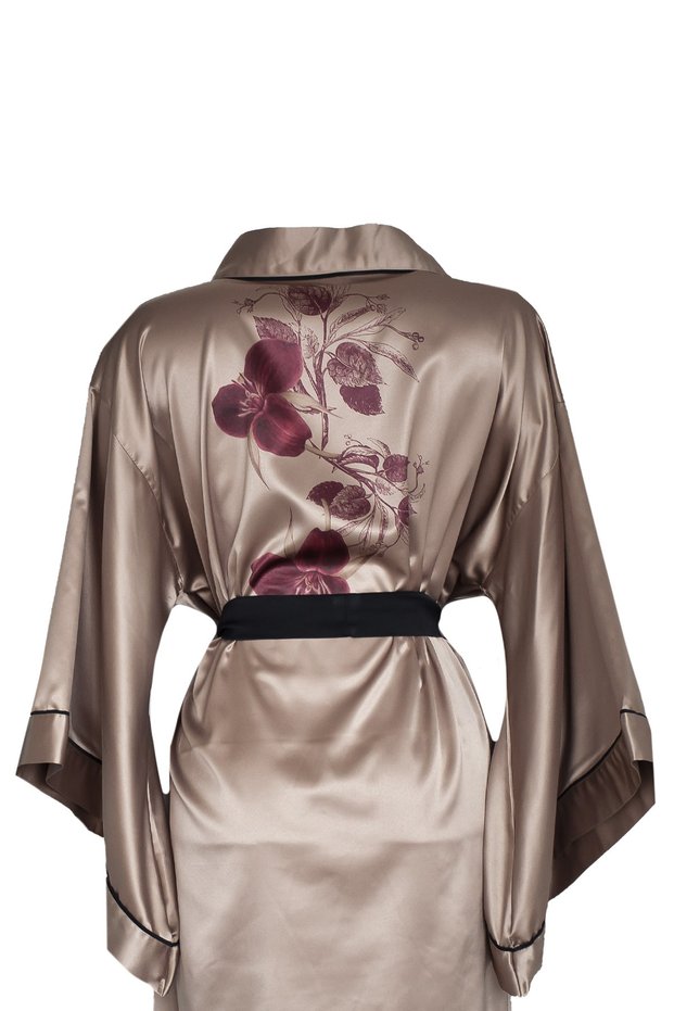 Mink Color Mini Size Floral Kimono