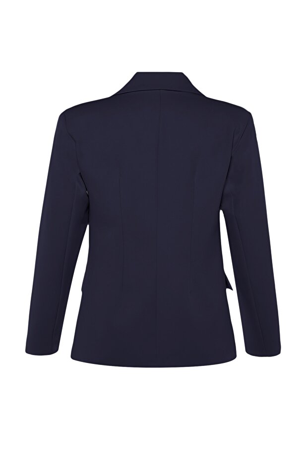 Lacivert Oversize Astarlı Dokuma Blazer Ceket TWOSS22CE0077 - 8