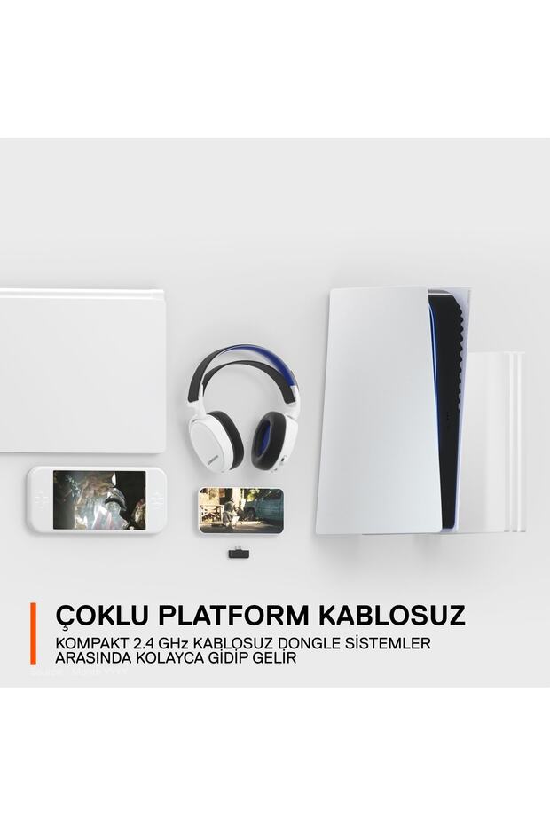 Arctis 7P+ PS5 Wireless Gaming Kulaklık-Kayıpsız 2,4GHz - PS 3D Audio Destekler - Beyaz - 3