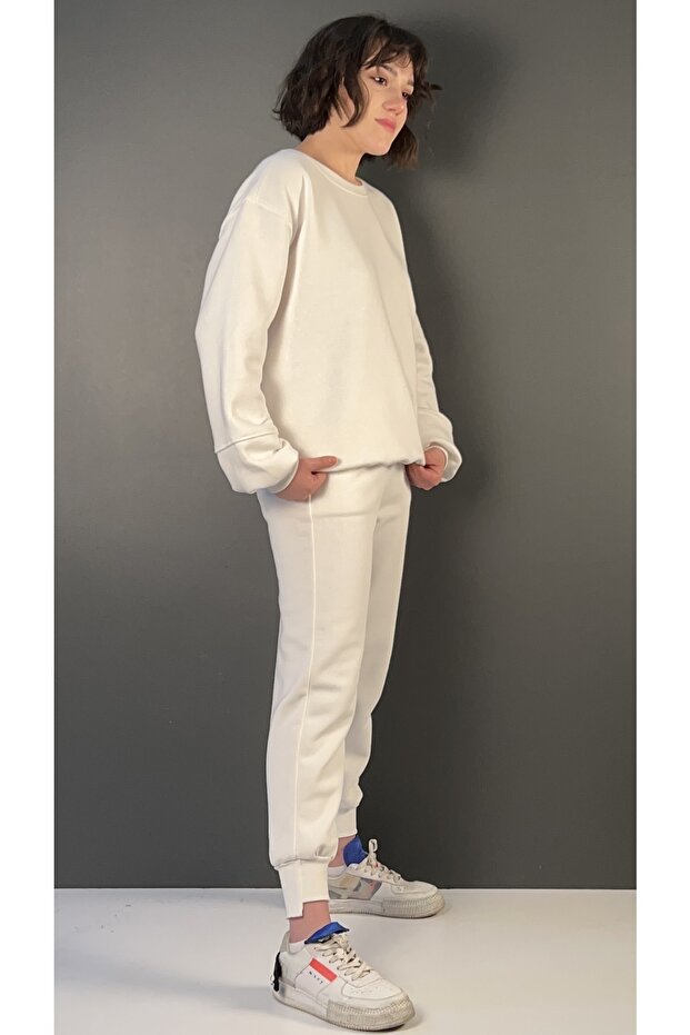 Basic Yaka Sweat Paça Modelli Eşofman Takımı - 4