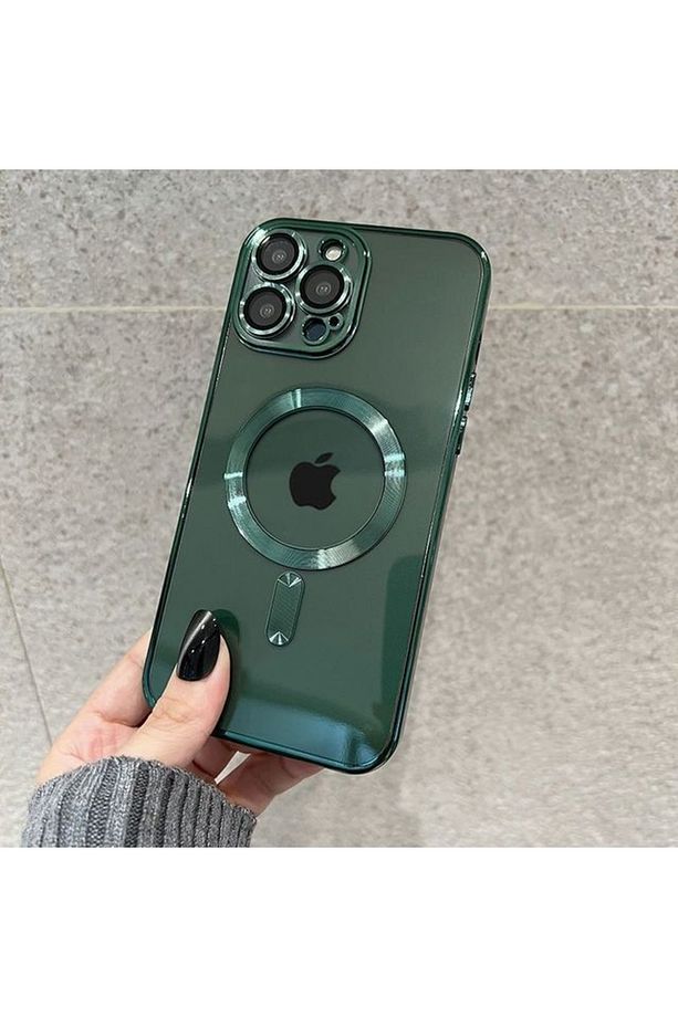Iphone 12 Pro Max Kılıf Kamera Lens Üstü Korumalı Manyetik Magsafe Derin Mor Şarj Case - 1