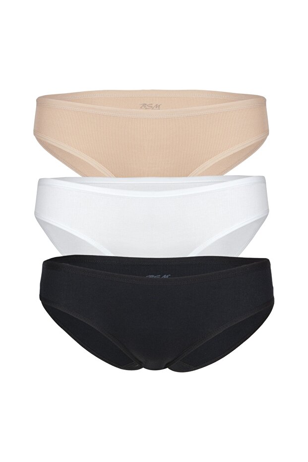 3-Piece Women's Black and White Skin Cotton Camisole Bikini Panties