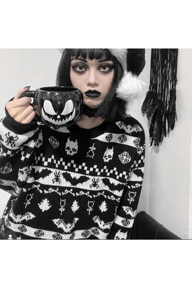 Cadılar Bayramı Helloween Christmas Yılbaşı Triko Örme Kazak - 2