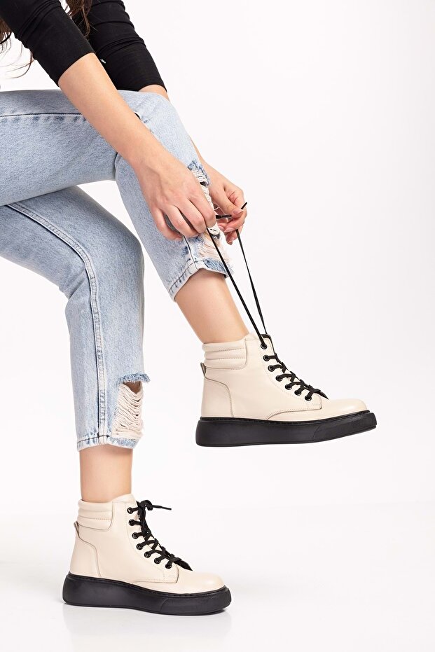 Içi Dışı Hakiki Deri Anatomik Taban Bot Gap.15501 - Kemik - 38 - 1