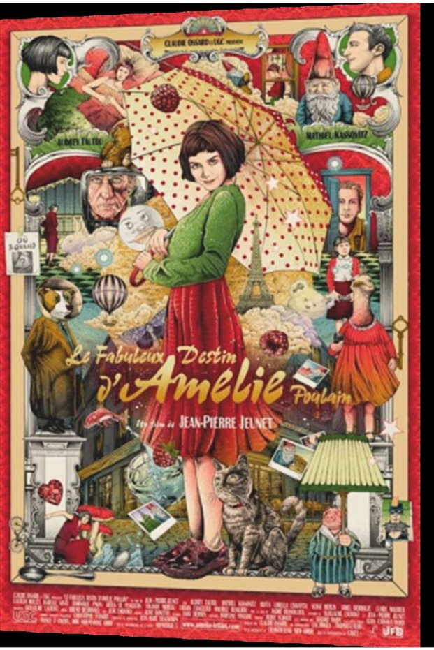 Amelie Cinema Illustration Retro Wooden Poster