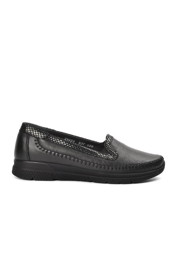 29423 Laden Black Genuine Leather Women's Comfort Shoes