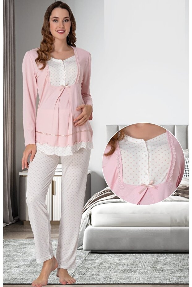 Women's Long Sleeve Maternity Pajama Set Effortt