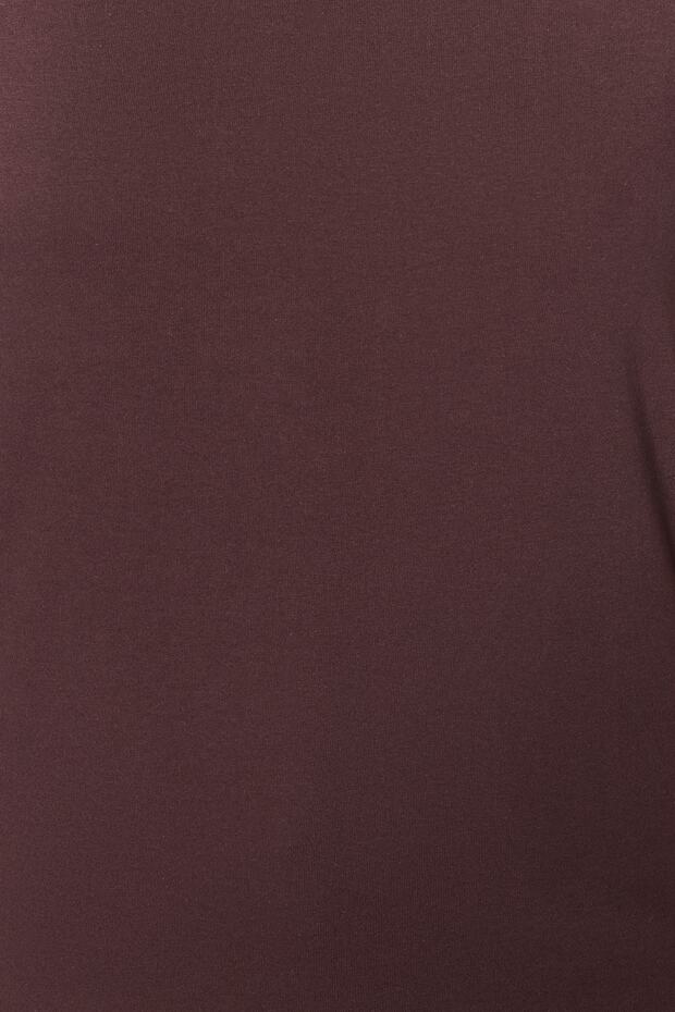 Kahverengi-Bej %100 Pamuk 2'li Paket Basic Bisiklet Yaka Örme T-Shirt TWOSS20TS0141 - 3