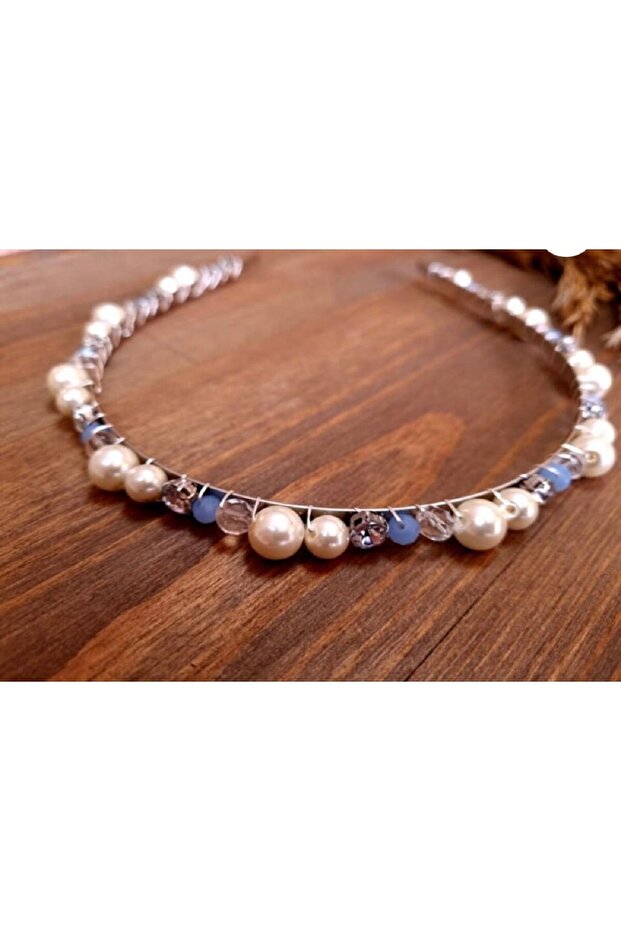 Maternity Hair Accessory Crown with Blue Pearls