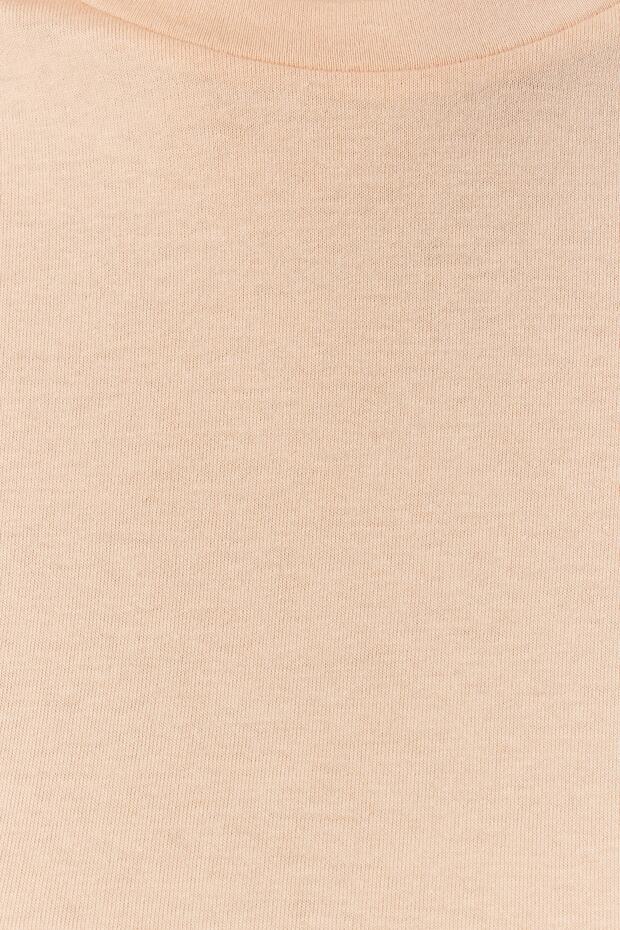 Kahverengi-Bej %100 Pamuk 2'li Paket Basic Bisiklet Yaka Örme T-Shirt TWOSS20TS0141 - 4