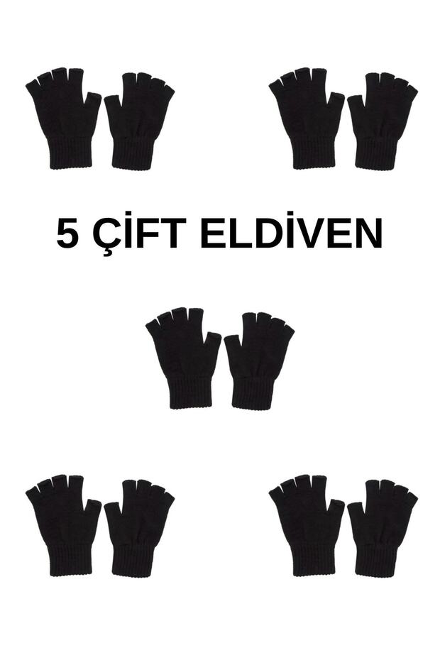 5 Pairs of Luxury Cut-Out Gloves Half Finger Gloves Wrist Part Double Layer