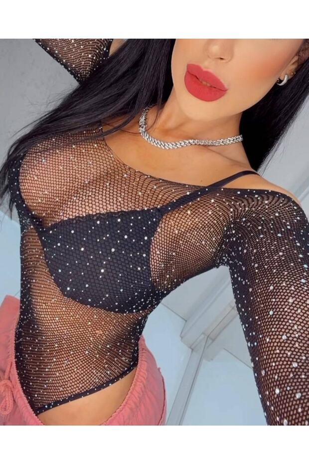 Arella Taşlı Bodysuit - 1