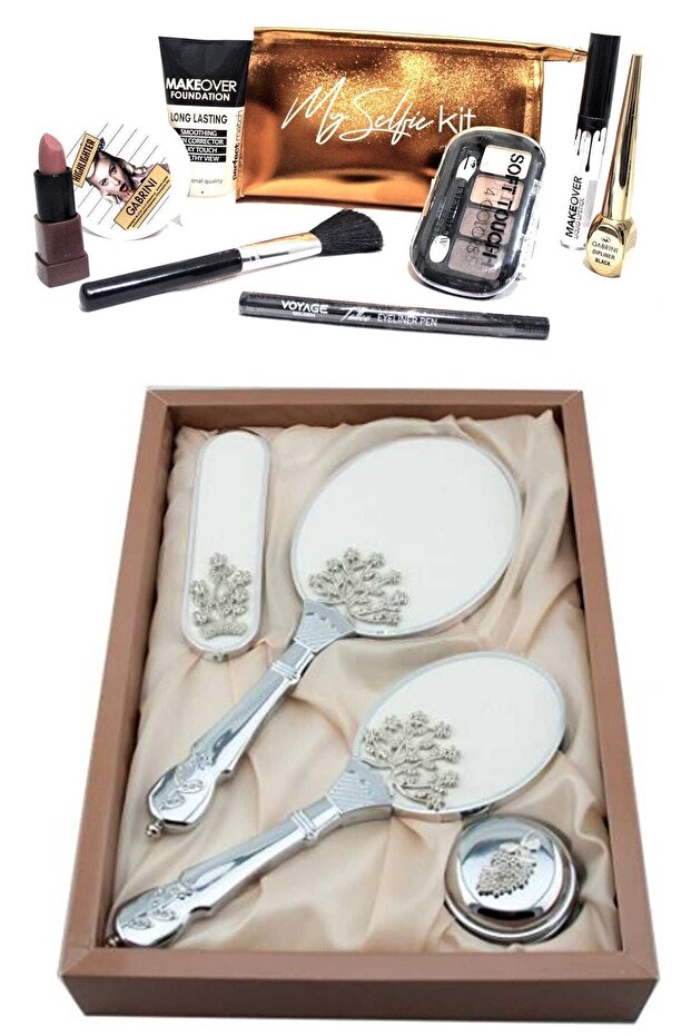 Makeup Set with Bag Gift Mirror Comb Set - 1