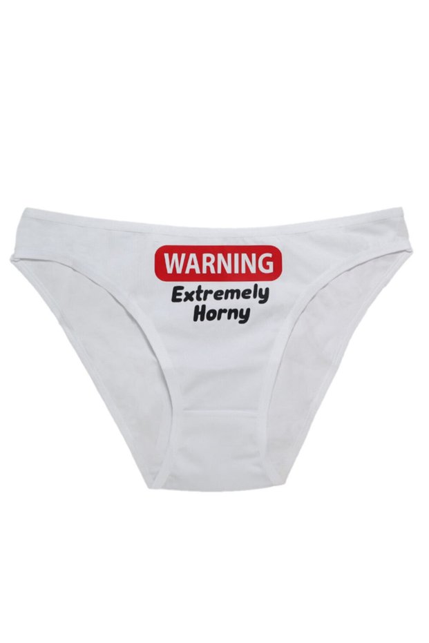White Warning Printed Women's Panties