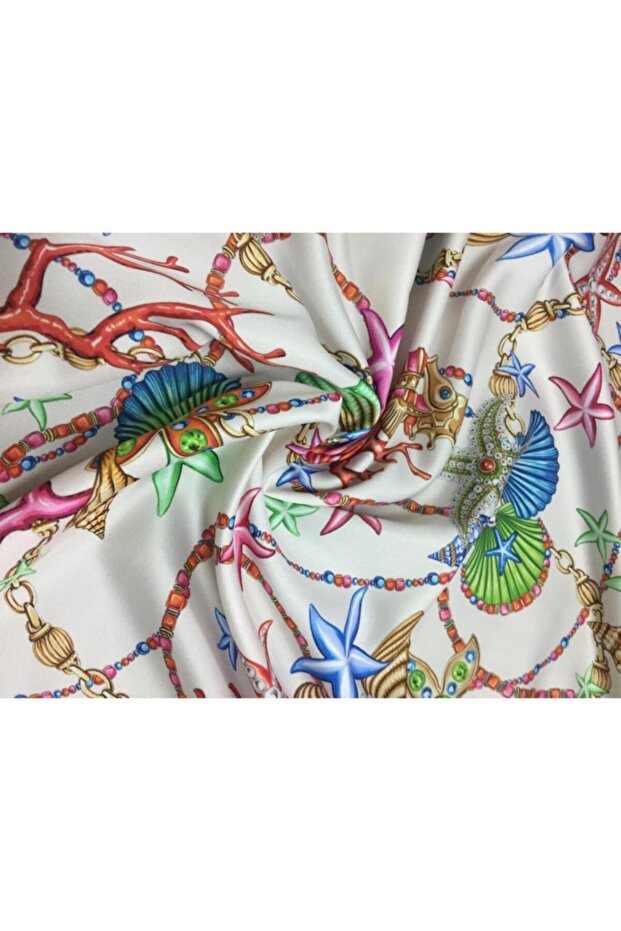 Polyester Matte Satin Ocean Pattern Fabric - 1